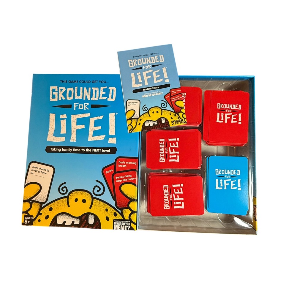 Grounded for Life Party Game Red Blue Cards‎ Family Fun Ages 8 Comedy What Meme